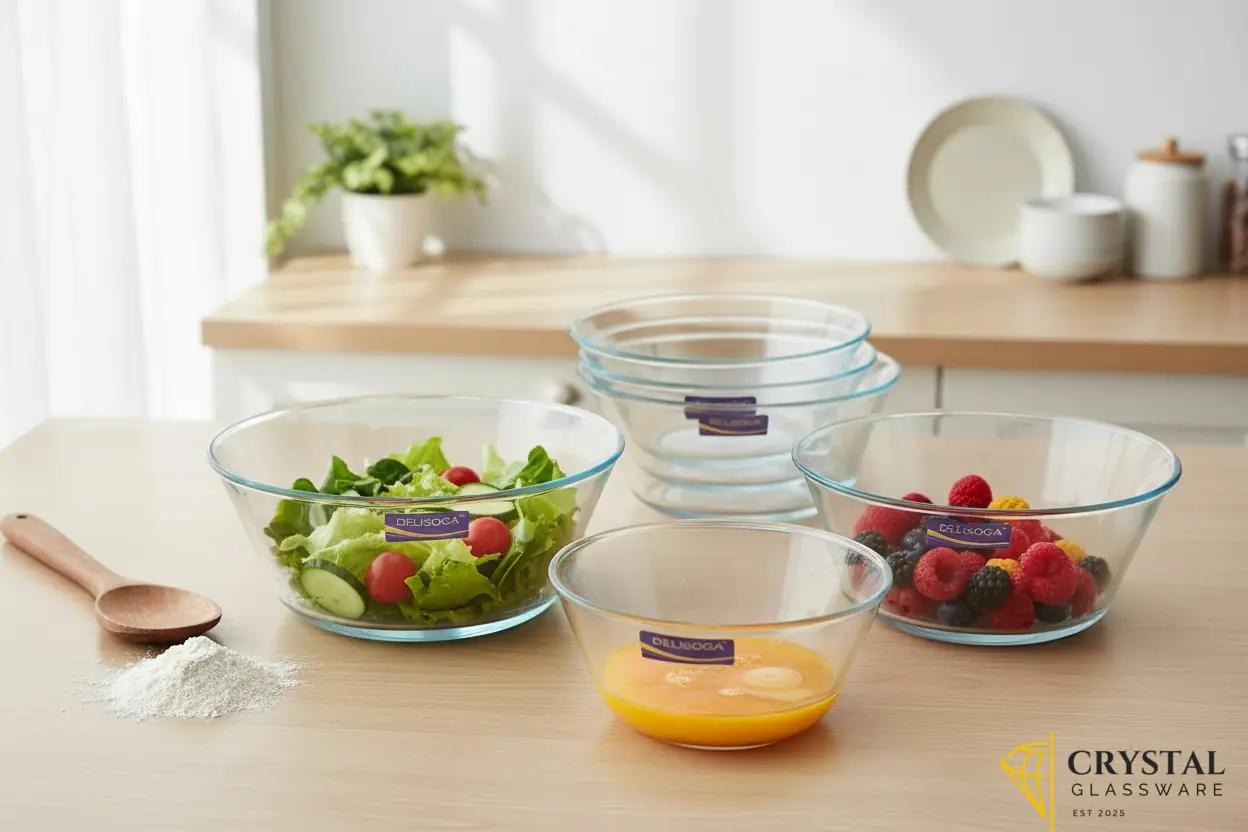 Delisoga Set of 6 Clear Glass Soup Bowls - 6.5 Inch 